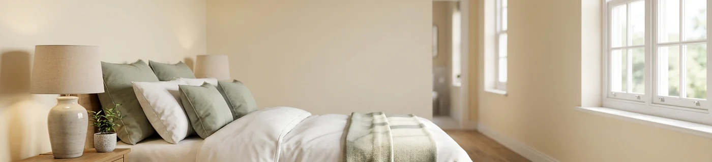 Tidy, bright bedroom after a home clean in Derby