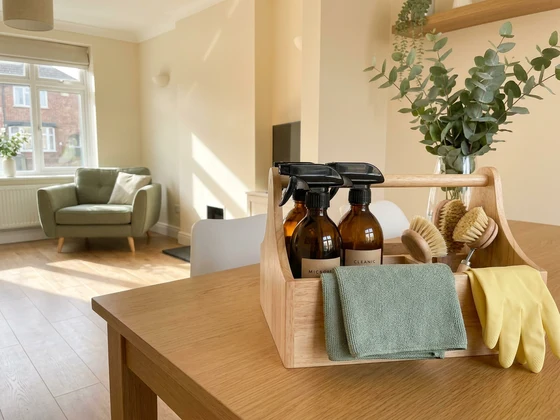 Professional cleaning kit ready for a Derby home clean
